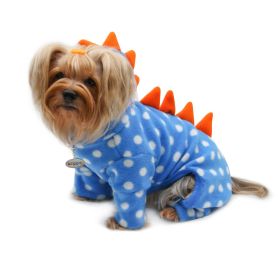 Polka Dots DINO Fleece Hooded Bodysuit/Pajamas - S