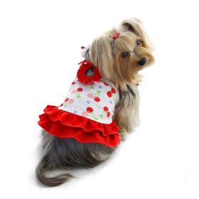 Soft Knit Cotton Cherries Dress w/Shoulder Ties - XS