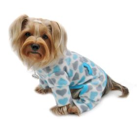 Blue & Gray Hearts Fleece Turtleneck Pajamas (size: XL)