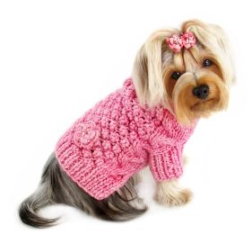 Pink Bobble Stitch Turtleneck Hand Knitted Sweater (size: XL)