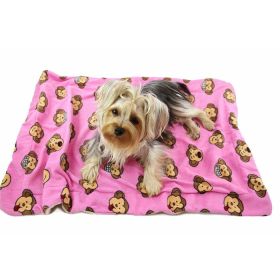 Silly Monkey Ultra-Plush Blanket (Color: Pink, size: L)