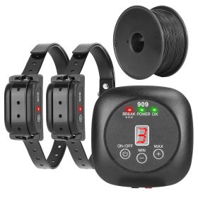 Dog Fence System Pet Containment System (Option: 9 Adjustable Levels 2 Recivers IPX8 Waterproof Rechargeable Underground Fence for Small Medium Large Dog)