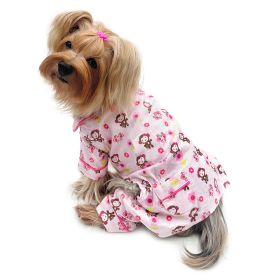 Girly Monkey Flannel Pajamas with 2 Pockets (size: M)